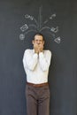 Adult man frustrated and stressed from social media overload Royalty Free Stock Photo