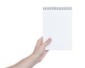 Adult man hand holding notebook on a spring Royalty Free Stock Photo