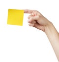 Adult man hand holding sticky note Royalty Free Stock Photo