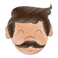 Adult man with mustache scribble