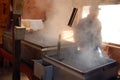 Steam, created from the evaporation in making maple syrup