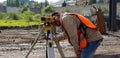 Adult man working as a surveyor