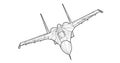 Adult military aircraft coloring page for book. vector . Black contour sketch illustrate Isolated on white background. Royalty Free Stock Photo