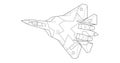 Adult military aircraft coloring page for book. vector . Black contour sketch illustrate Isolated on white background. Royalty Free Stock Photo