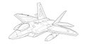 Adult military aircraft coloring page for book. vector . Black contour sketch illustrate Isolated on white background. Royalty Free Stock Photo