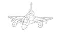 Adult military aircraft coloring page for book. vector . Black contour sketch illustrate Isolated on white background. Royalty Free Stock Photo