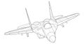 Adult military aircraft coloring page for book. vector . Black contour sketch illustrate Isolated on white background. Royalty Free Stock Photo