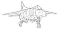 Adult military aircraft coloring page for book. vector . Black contour sketch illustrate Isolated on white background. Royalty Free Stock Photo