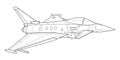 Adult military aircraft coloring page for book. vector . Black contour sketch illustrate Isolated on white background. Royalty Free Stock Photo