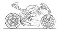 Adult motorcycle coloring page. Stroke without fill. Black contour sketch illustration Isolated on white background