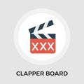 Adult movie clapper flat icon