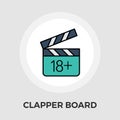 Adult movie clapper flat icon