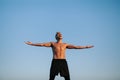 Muscular man screaming with hands apart Royalty Free Stock Photo