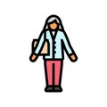 adult old woman color icon vector illustration