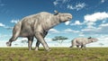 Adult Paraceratherium and baby Paraceratherium Royalty Free Stock Photo