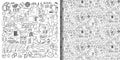 Adult Party hand drawn doodle set and seamless pattern Royalty Free Stock Photo