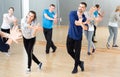 Adult people training in dance studio Royalty Free Stock Photo