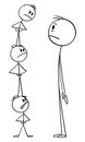 Adult Person and Child Problem or Communication, Vector Cartoon Stick Figure Illustration