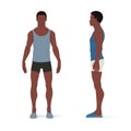 Adult person, underwear and slippers. Isometric vector illustration of an African ethnicity person.