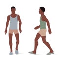 Adult person, underwear and slippers. Isometric vector illustration of an African ethnicity person.