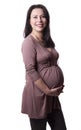Adult pregnant woman with hands over tummy