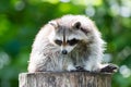 Adult racoon on a tree Royalty Free Stock Photo