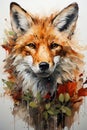 Adult red fox in watercolor style. Created with Generative AI Royalty Free Stock Photo