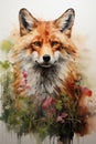 Adult red fox in watercolor style. Created with Generative AI Royalty Free Stock Photo