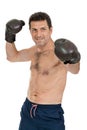 Adult smiling man boxing sport gloves boxer isolated