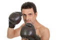 Adult smiling man boxing sport gloves boxer isolated