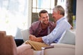 Adult Son Helping Senior Father With Computer At Home Royalty Free Stock Photo