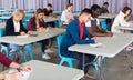 Adult students listening in classroom Royalty Free Stock Photo