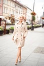 Adult stylish woman walking in the street