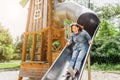 Teenager girl having fun on playground Royalty Free Stock Photo