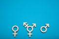 Adult transgender symbol, bisexual boy concept. Copy space for text