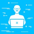 adult user or senior software developer concept icon on blue bac