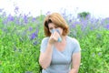 Adult woman with allergies on the Meadow Royalty Free Stock Photo