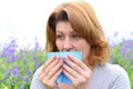 Adult woman with allergies on the Meadow Royalty Free Stock Photo