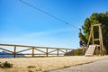 Adult woman having fun on zipline Royalty Free Stock Photo