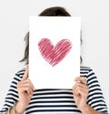 Adult Woman Hold Heart Paper Feeling