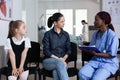 Adult woman, little girl in consultation at children hospital Royalty Free Stock Photo