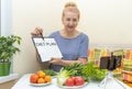 Adult woman nutritionist conducts a video call