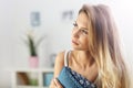 Adult woman resting on sofa Royalty Free Stock Photo