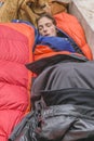 Adult Woman Sleeping at Street, Madrid, Spain Royalty Free Stock Photo