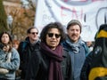 Adult woman with sunglasses at protest in Strasbourg - France ex