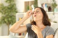 Adult woman sweating suffering heat stroke at home Royalty Free Stock Photo