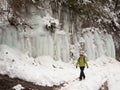 Adult woman walking along a mountain path