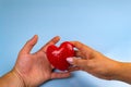 Adults and children hands holding red heart Royalty Free Stock Photo