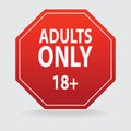 Adults content only age restriction 18 plus years old icon signs set flat style design vector illustration. Sensitive content age