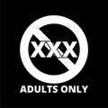 Adults only content icon, Vector XXX sign on dark background